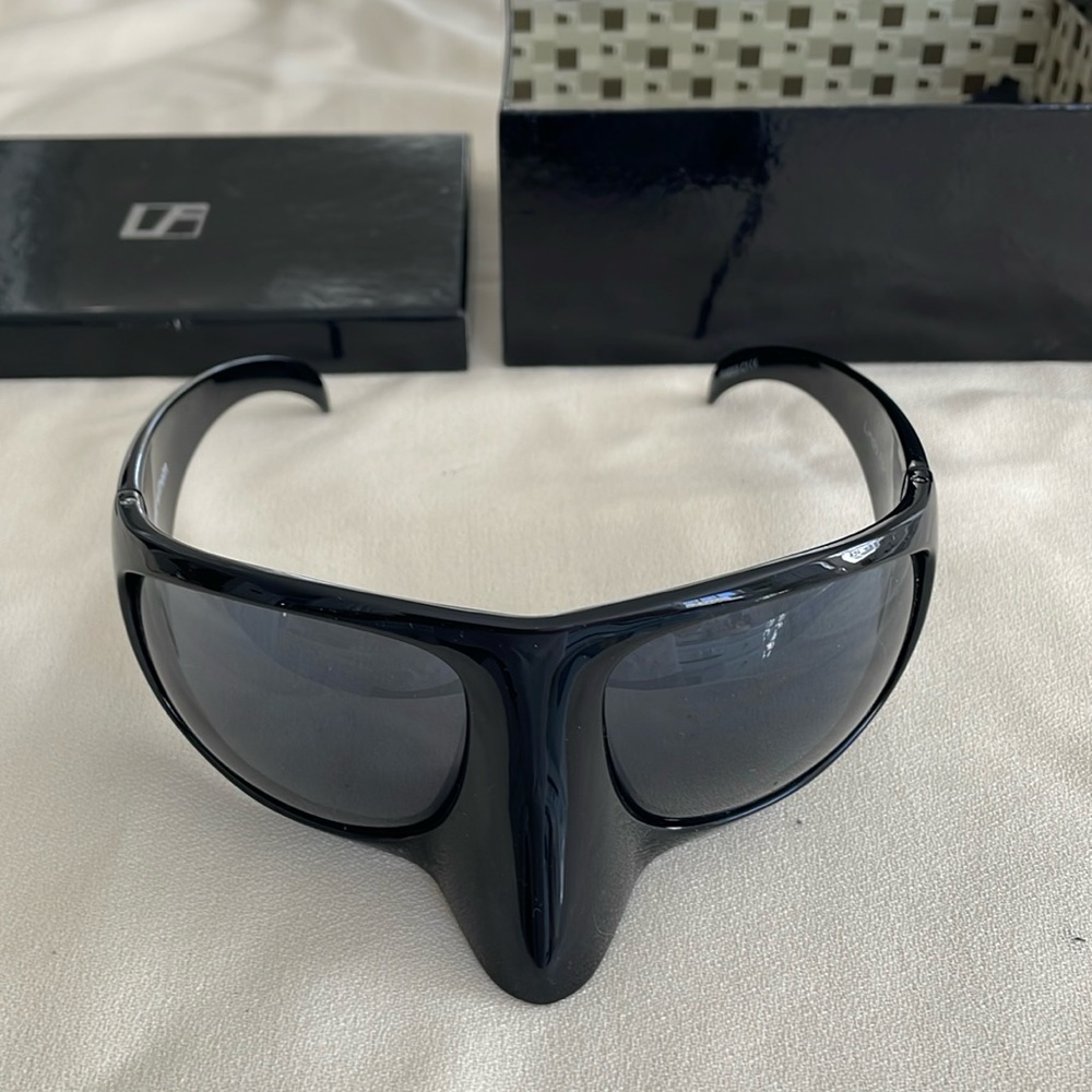 Linda Farrow X Bernhard Willhelm black mask sunglasses